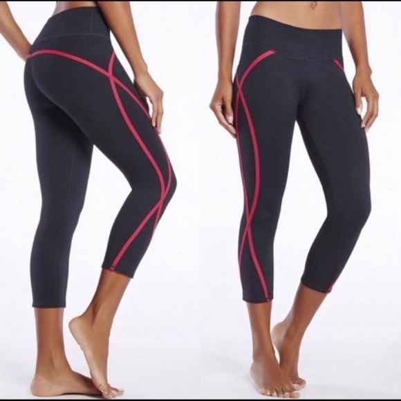 Fabletics Pants - Fabletics Pink And Black Crop Leggings